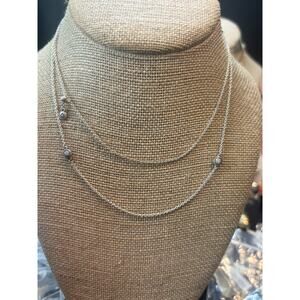 Pandora Sterling Silver 925 Necklace 30 Inch CZ Stations No Clasp